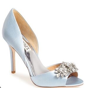 Badgley Mischka Light Blue Heels with Crystal Detail